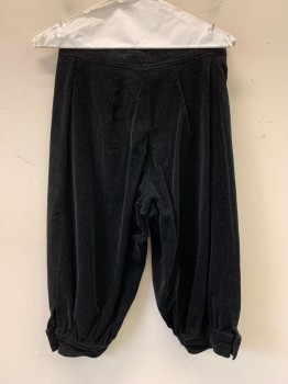 Mens, Historical Fiction Pants, NO LABEL, Black, Cotton, Solid, 27, Flat Front, Capri, Velor Texture, Zip Front with Clip, Made To Order,