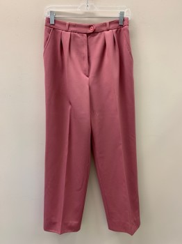 Womens, Pants, CLUBMEN DESIGNS, Rose Pink, Wool, Polyester, Solid, W28, Pleated, Slant Pockets, Zip Front, Belt Loops, Small Repair Right Back Knee