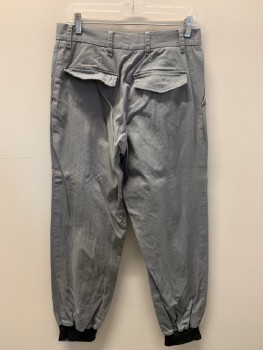 Womens, Sci-Fi/Fantasy Pants, NO LABEL, Gray, Black, Silver, Cotton, Solid, W30, F.F, Vertical Zippers From Waist To Ankle, Zip Front, Belt Loops, Made To Order, Multiples