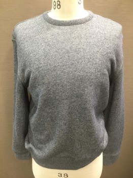 Mens, Pullover Sweater, VINCE, Sky Blue, White, Cotton, Solid, S, Long Sleeves, Ribbed Neck/sleeve Caps/ Waist,