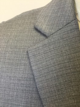 K. COLE REACTION, Lt Gray, Gray, Poly/Cotton, Spandex, Heathered, Sport Coat - Heathered Grid Pattern, 2 Button Single Breasted, 3 Pockets, 2 Slits at Back