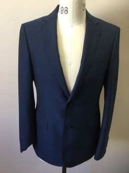 MATTARAZI UOMO, Blue, Black, Wool, 2 Color Weave, Single Breasted, 2 Buttons,  Notched Lapel,
