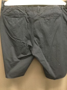 Mens, Shorts, PAPERBACKS, Navy Blue, Black, Cotton, Stripes - Pin, 34, Flat Front, Zip Fly