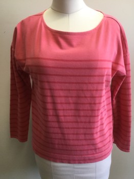 Womens, Top, VINEYARD VINES, Pink, Red, Cotton, Stripes - Horizontal , L, Long Sleeves, Bateau/Boat Neck, Pull Over