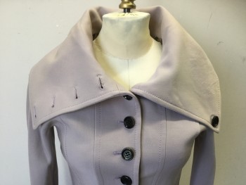 DOLCE & GABBANA, Putty/Khaki Gray, Wool, Lycra, Solid, 13 Buttons, Heavy Knit, Large Collar,  Princess Seams, Top Stitching