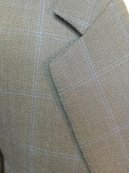 Mens, Sportcoat/Blazer, CANALI, Midnight Blue, Royal Blue, Wool, Grid , 40R, Single Breasted, Notched Lapel, 2 Buttons,  3 Pockets,