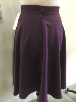 Womens, Skirt, Below Knee, ROCK STEADY, Purple, Polyester, Solid, M, Back Zipper, Full Circle Skirt, Retro 1950s, Rockabilly
