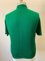 Mens, Polo Shirt, N/L, Emerald Green, Acetate, Polyester, Solid, Cable Knit, XL, Short Sleeves, Collar Attached, 3 Buttons,