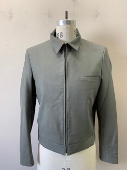 Mens, Fire/Police Jacket, NL, Gray, Poly/Cotton, 40, Collar Attached, Zip Front, 1 Front Welt Pocket