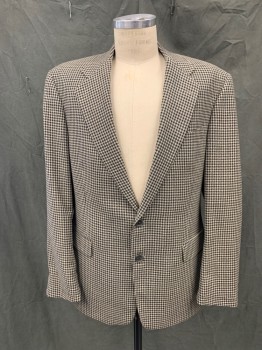 Mens, Blazer/Sport Co, LANZA COLLEZIONE, Black, Cream, Wool, Grid , 40R, Single Breasted, Collar Attached, Notched Lapel, 3 Pockets,