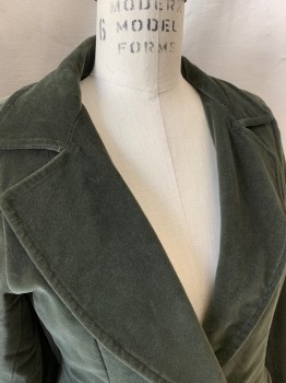 NL, Green, Cotton, Velvet, Notched Lapel, Single Breasted, Button Front, 2 Buttons,  4 Buttons on Cuffs