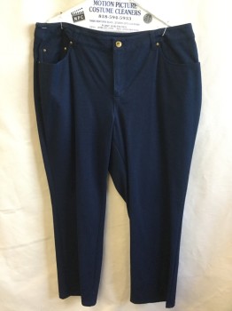 Womens, Pants, JONES NY, Teal Blue, Cotton, Spandex, Solid, 16, Jean-cut, 5 Pockets, Zip Front, 1 Large Gold Button at Waist & Gold Studs