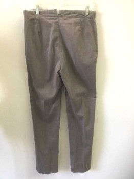 N/L, Brown, Cotton, Solid, Twill, Button Fly, Suspender Buttons Inside Waistband, 2 Side Seam Pockets, Made To Order
