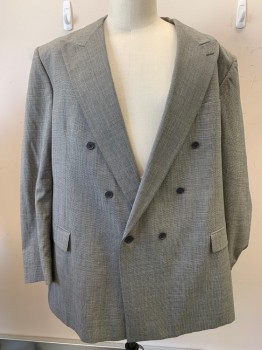 FRATELLI, Gray, Black, Wool, 2 Color Weave, 6 Buttons, Double Breasted, Peaked Lapel, 3 Pockets
