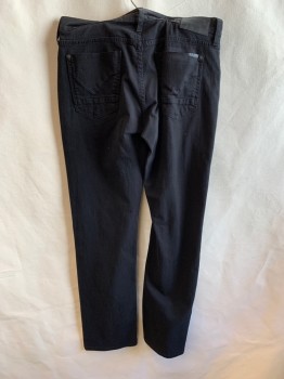 Mens, Casual Pants, HUDSON, Black, Cotton, Elastane, 32/31, Top Pockets, Button Front, F.F, 2 Patch Pockets at Back