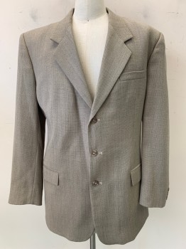 Mens, Suit, Jacket, Cintas, Beige, Black, Wool, 2 Color Weave, 44, 3 Buttons, Single Breasted, Notched Lapel, 3 Pockets