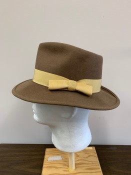 BOGEY, Lt Brown, Wool, Cream Colored Ribbon & Bow