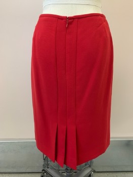 Womens, Suit, Piece 3, TAHARI, Red, Polyester, Solid, 4, Below Knee, Back Zip, Hook & Eye Closure, 1 Back Vent with 2 Pleats