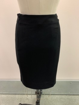 Womens, Skirt, Knee Length, DVF, Black, Viscose, Polyamide, Solid, 6, Pencil Skirt, Zip Side, 2 Zip Pockets