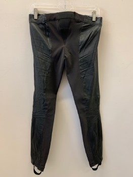 NO LABEL, Charcoal Gray, Leather, Spandex, Solid, F.F, Zip Front, Elastic Waist Band, Made To Order,