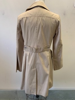 Womens, Coat, Trenchcoat, MICHAEL KORS, Khaki Brown, Poly/Cotton, L, C.A., Single Breasted, Button Front, 2 Pockets, Belted Back, *Missing Button On Right Pocket