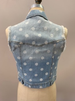 FOREVER 21, Lt Blue, White, Cotton, Polka Dots, C.A., Snap Front