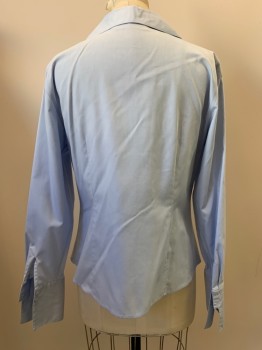 CALVIN KLEIN, Baby Blue, Cotton, Solid, L/S, Button Front, Collar Attached,