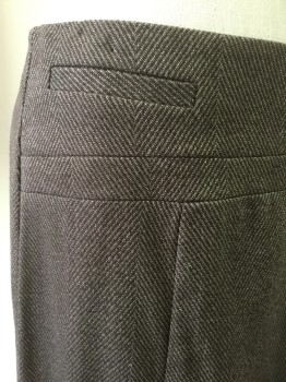 Womens, Skirt, Below Knee, 7TH AVENUE NY & CO, Dk Brown, Tan Brown, Polyester, Rayon, Herringbone, 4, Center Back Zipper,  Faux Welt Pockets, Design Lines