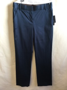 Womens, Slacks, RACHEL  ROY, Navy Blue, Cotton, Spandex, Solid, 6, 2" Waistband with Belt Hoops, Flat Front, Zip Front, 4 Pockets