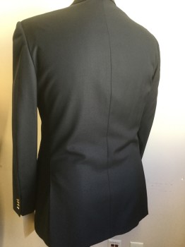 Mens, Sportcoat/Blazer, E. ZEGNA, Navy Blue, Wool, Solid, 44 R, Double Breasted, Peaked Lapel, 3 Pocket,
