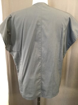 CHEROKEE WORKWEAR, Dk Gray, Polyester, Cotton, Solid, V-neck, Short Sleeves,