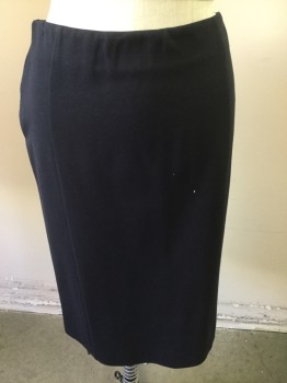 Womens, Skirt, Below Knee, ANN TAYLOR, Navy Blue, Rayon, Spandex, Solid, 4, Straight Skirt, Pull On, Back Slit