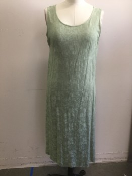 Womens, 1990s Vintage, Dress, N/L, Sage Green, Rayon, Floral, W:40, B:42, Sleeveless, Scoop Neck, Empire Waist, Ankle Length,