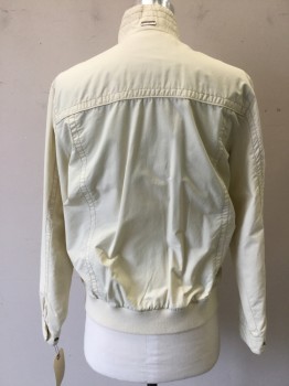 Mens, Casual Jacket, TOMMY BAHAMA, Cream, Cotton, Nylon, Solid, S, Zip Front, Stand Collar, 2 Zip Pockets, Lightweight Jacket