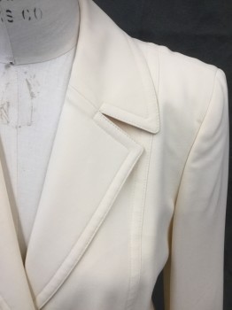 Womens, Blazer, DANA BUCHMAN, Cream, Wool, Solid, 8, Single Breasted, Collar Attached, Notched Lapel, Long Sleeves, 2 Pockets