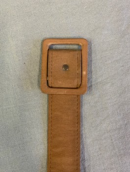 Brown, Polyester, Solid, Matching Belt, Goes With Dress (CF016910), 1" Wide, Fabric Covered, Fabric Rectangular Buckle