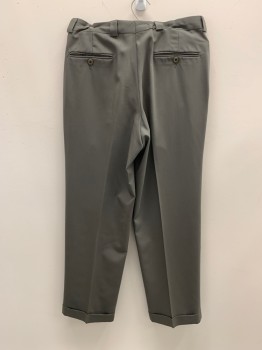 Mens, Pants, CALVIN KLEIN, Taupe, Poly/Cotton, 32/30, Side Pockets, Zip Front, Pleated Front, 2 Back Welt Pockets, Cuffed