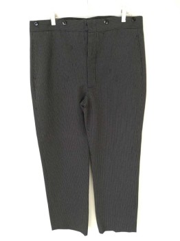 N/L, Graphite Gray, Black, White, Wool, Stripes, Flat Front, Button Fly,  Suspender Buttons, Made To Order,