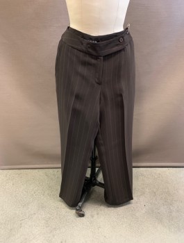 Womens, Suit, Pants, ANNE KLEIN, Brown, Polyester, Acetate, Stripes, W: 28, 2side Pockets  Button Tab