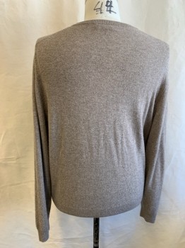 Mens, Pullover Sweater, BLOOMINGDALE'S, Beige, Cashmere, Solid, Heathered, XXL, V-N,