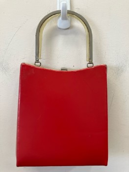 Womens, Purse, NL, Red Vinyl Silver Hardware & Handle Strap, Handbag