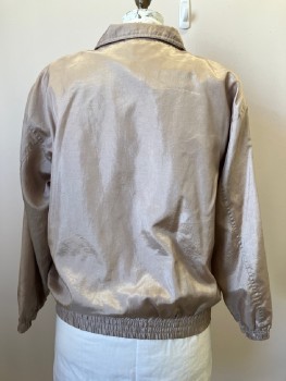 Womens, Jacket, MURELI, Champagne, Polyester, Solid, XL, C.A., Zip Front, L/S, 2 Chest Flap Pockets And 2 Side Pockets, Round Champagne Studs, Elastic Waist Band