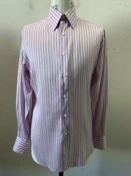 Mens, Dress Shirt, ANTO, Pink, Red, Blue, Green, Orange, Polyester, Stripes - Vertical , B40, L/S, Button Front, Collar Attached,