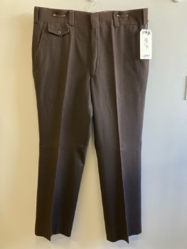 LYTTONS, Brown, Solid, F.F, Zip Front, Belt Loops, 4 Pockets