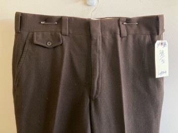 LYTTONS, Brown, Solid, F.F, Zip Front, Belt Loops, 4 Pockets