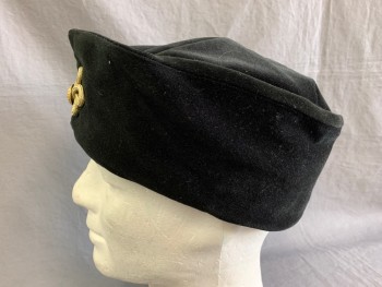 MTO, Black, Cotton, Velvet, Gold Braid and Button CF, Court Hat