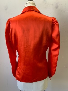 Womens, Blouse, NO LABEL, Dk Orange, Polyester, Solid, W32, B36, L/S, Button Front, C.A., Made To Order,