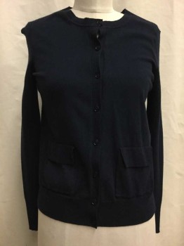 Womens, Sweater, BANANA REPUBLIC, Navy Blue, Rayon, Polyester, Solid, S, Navy, Button Front, 2 Pockets,