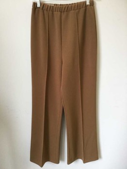 Womens, Pants, GRAFF, Brown, Polyester, Solid, W25-28, Ribbed Polyester, Elastic Waist, Vertical Pintucks Down Center Of Each Leg, Boot Cut,