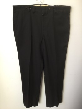Mens, Pants, N/L, Espresso Brown, Wool, Solid, Ins:31, W:42, Very Dark Brown (Nearly Black), Flat Front, Zip Fly, Belt Loops, Straight Leg, Suspender Buttons at Inside Waistband,